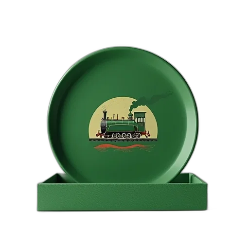 3d render, green, plate, train transparent PNG cut-out