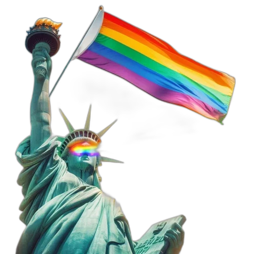 statue, liberty, waves, rainbow transparent PNG cut-out