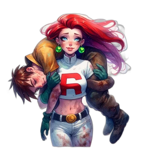 comic book art, concept art, fantasy art, watercolor transparent PNG cut-out