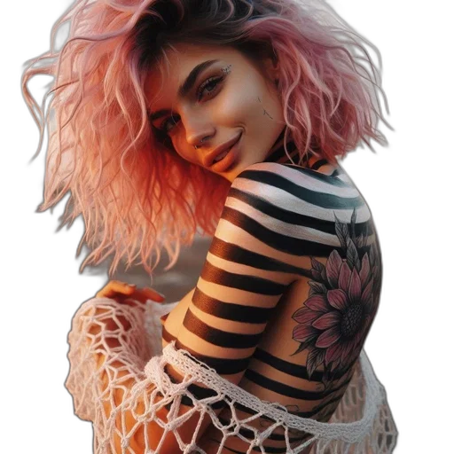 hair, dress, jacket, jewelry transparent PNG cut-out