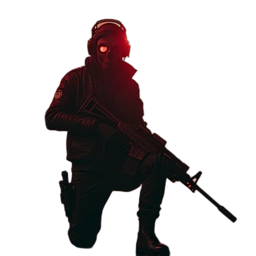 weapon, staff, jacket, mask transparent PNG cut-out