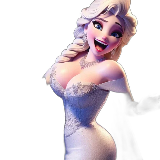 dress, face, 3d render, concept art transparent PNG cut-out