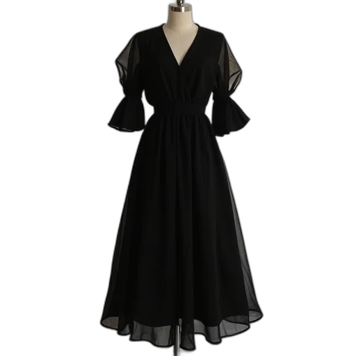 dress, dark, row, chiffon transparent PNG cut-out