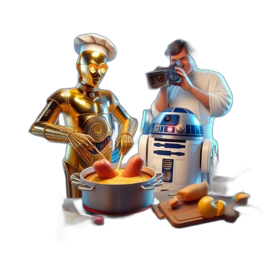 robot, food, 3d render, concept art transparent PNG cut-out