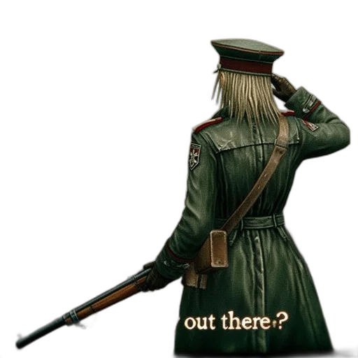 staff, weapon, hat, jacket transparent PNG cut-out