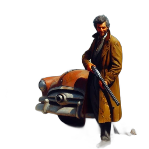 car, jacket, weapon, staff transparent PNG cut-out