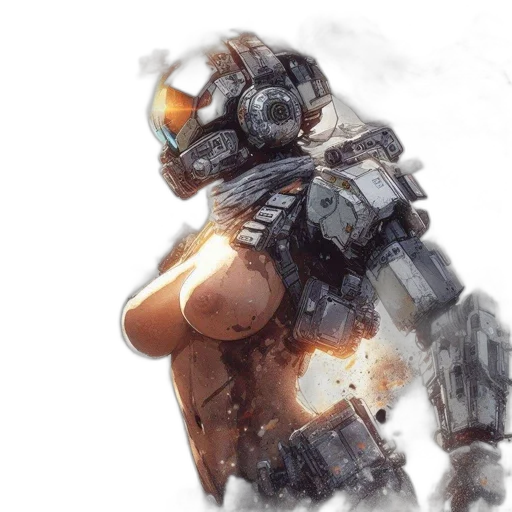 robot, weapon, concept art, 3d render transparent PNG cut-out