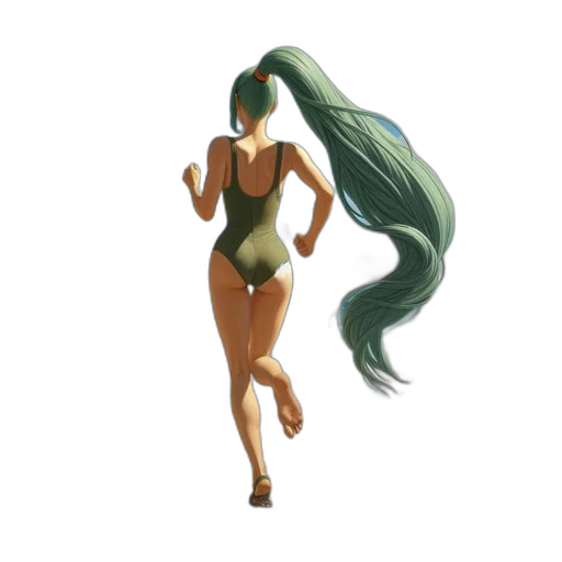 dress, hair, concept art, 3d render transparent PNG cut-out