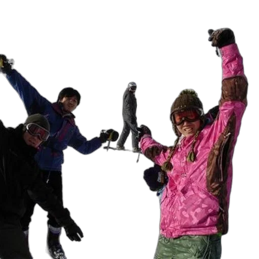 jacket, staff, snow, group transparent PNG cut-out