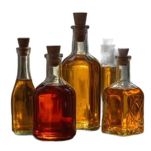 bottle, 3d render, oil, collection transparent PNG cut-out