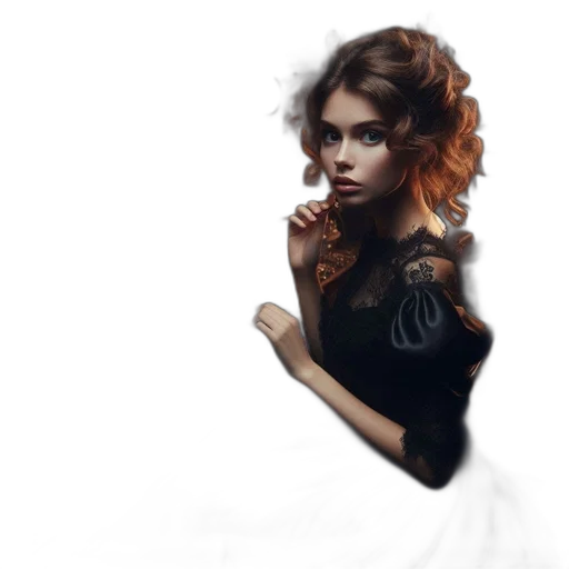 dress, jewelry, face, photorealistic transparent PNG cut-out