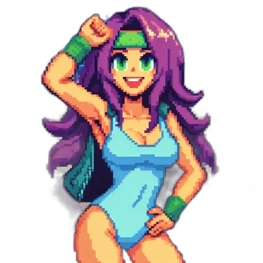 dress, hat, pixel art, vaporwave transparent PNG cut-out