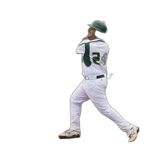 green, baseball, player, white transparent PNG cut-out