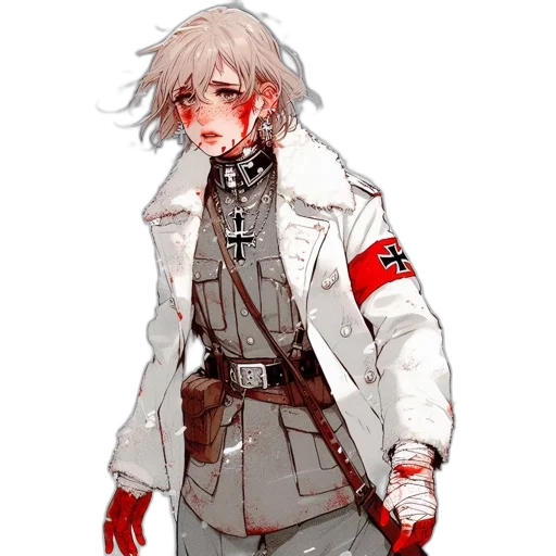 jacket, weapon, staff, face transparent PNG cut-out