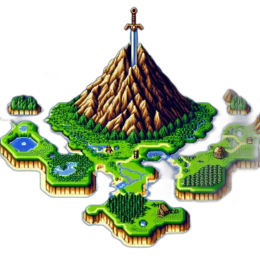dragon, crown, tree, pixel art transparent PNG cut-out