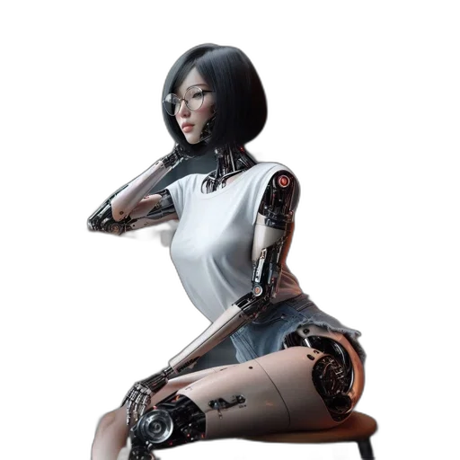 robot, concept art, cyberpunk, 3d render transparent PNG cut-out