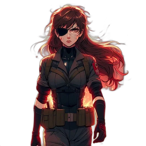 jacket, weapon, staff, comic book art transparent PNG cut-out