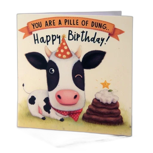 comical, birthday, card, features transparent PNG cut-out