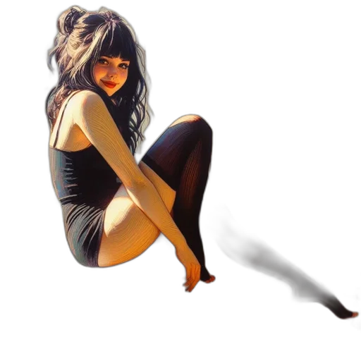 dress, hair, creature, weapon transparent PNG cut-out