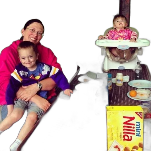 woman, two, children, sit transparent PNG cut-out