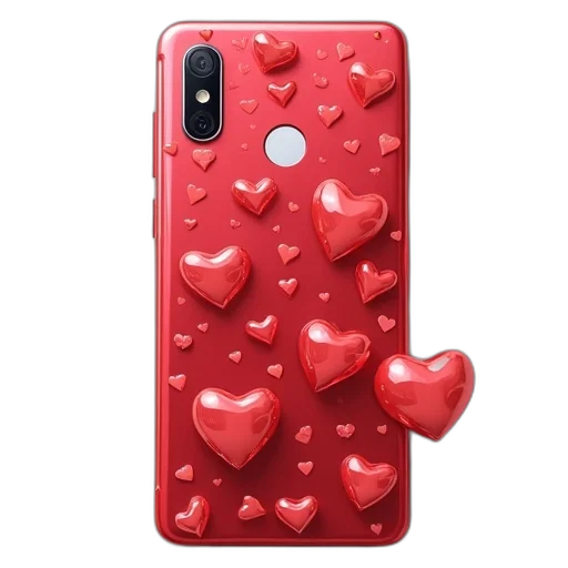 3d render, red, hearts, pattern transparent PNG cut-out