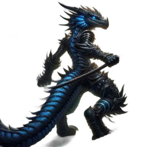 dragon, creature, sword, staff transparent PNG cut-out