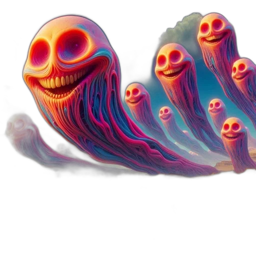 creature, mask, hair, staff transparent PNG cut-out