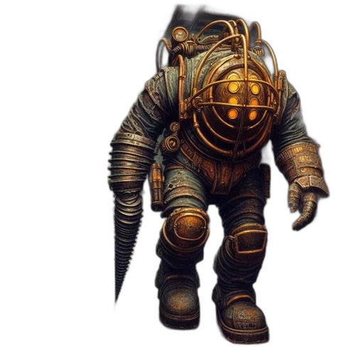 robot, creature, mask, staff transparent PNG cut-out