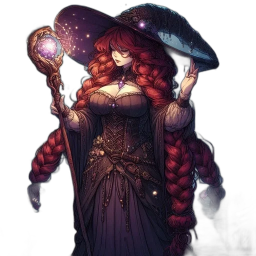 dress, staff, fantasy art, concept art transparent PNG cut-out