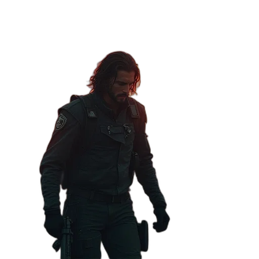 jacket, weapon, staff, creature transparent PNG cut-out