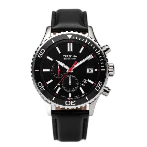 black, silver, wristwatch, leather transparent PNG cut-out
