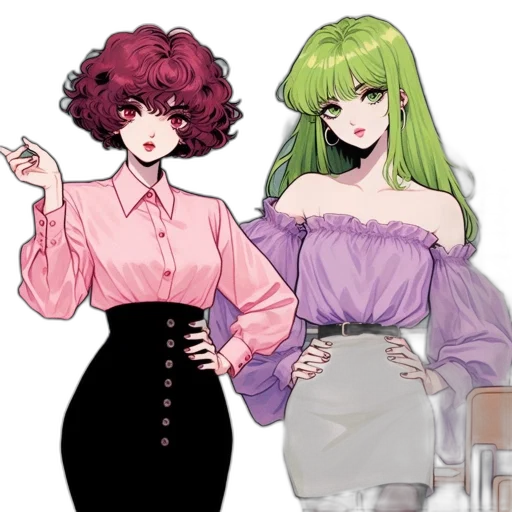 dress, hair, anime, concept art transparent PNG cut-out