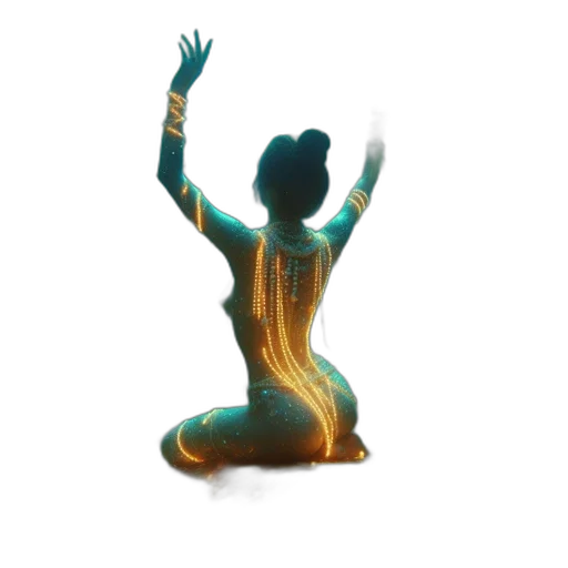 dress, hair, staff, 3d render transparent PNG cut-out