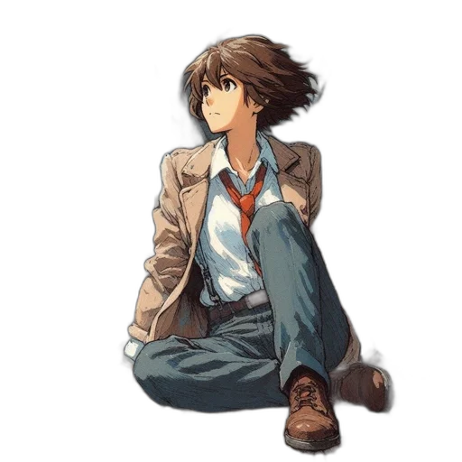 jacket, staff, face, shoes transparent PNG cut-out