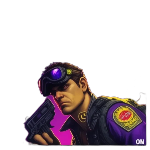 weapon, jacket, staff, face transparent PNG cut-out