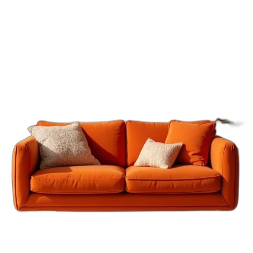furniture, 3d render, photorealistic, orange transparent PNG cut-out