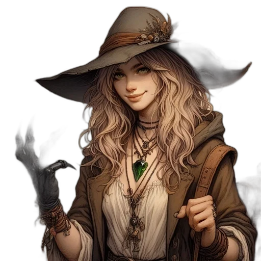 staff, hat, dragon, fantasy art transparent PNG cut-out