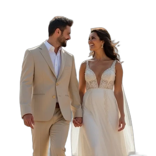 dress, city street, beach, bride transparent PNG cut-out