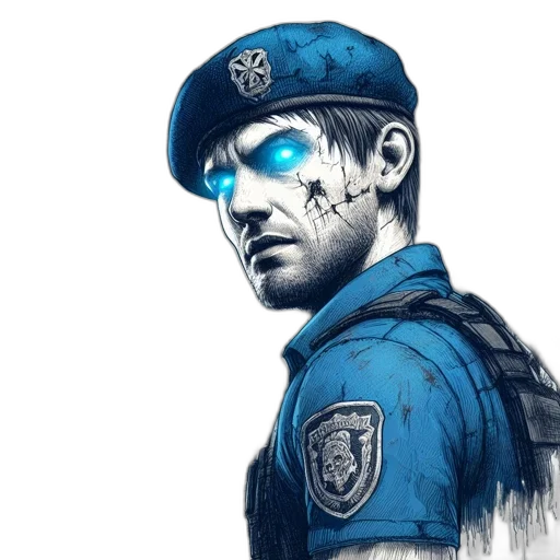 face, concept art, comic book art, photorealistic transparent PNG cut-out