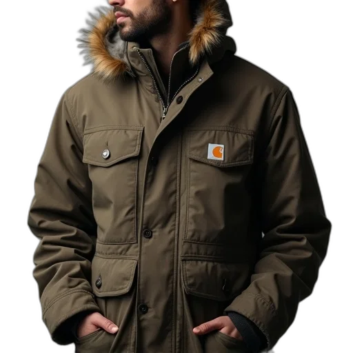 jacket, photorealistic, 3d render, earth tones transparent PNG cut-out