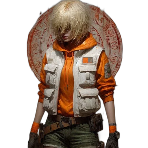 jacket, staff, weapon, face transparent PNG cut-out