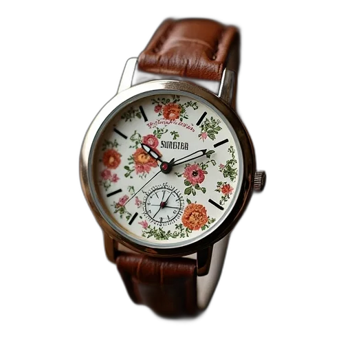 jewelry, photorealistic, floral, watch transparent PNG cut-out