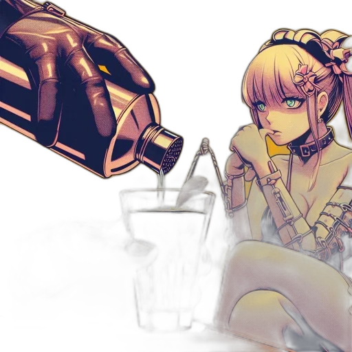 robot, weapon, bottle, crown transparent PNG cut-out