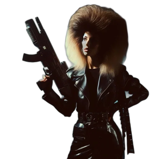 hair, weapon, jacket, staff transparent PNG cut-out