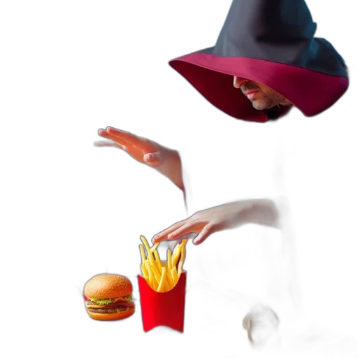 food, hat, creature, staff transparent PNG cut-out