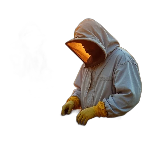 jacket, mask, staff, creature transparent PNG cut-out