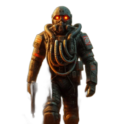robot, creature, mask, weapon transparent PNG cut-out