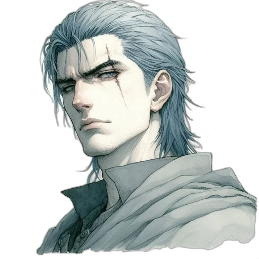 face, staff, hair, concept art transparent PNG cut-out