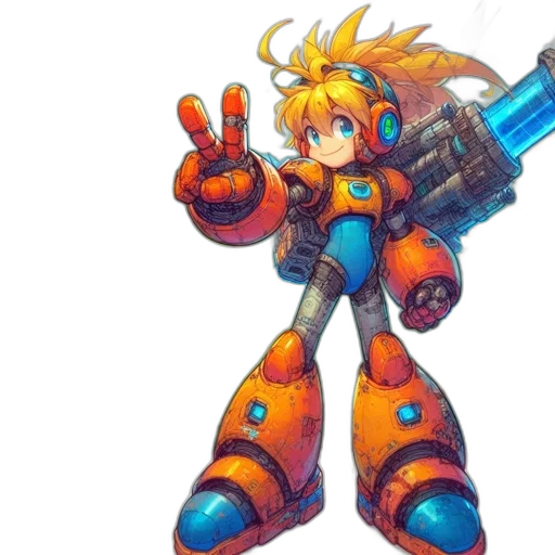 robot, weapon, concept art, pixel art transparent PNG cut-out