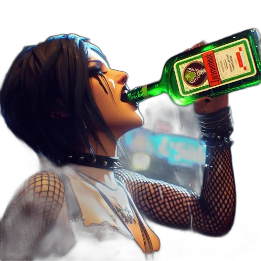 bottle, robot, jacket, cyberpunk transparent PNG cut-out